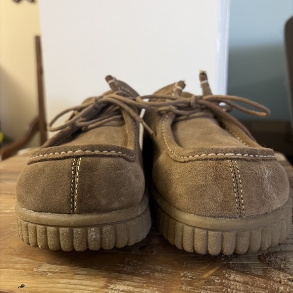 BC FOOTWEAR Women Tan Suede Lace Up Platform Wedges Shoes Slip On Size 8.5 - Picture 3 of 9